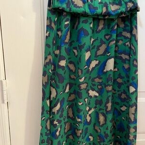 VanessaVirginia Green and Blue Patterned maxi Skirt